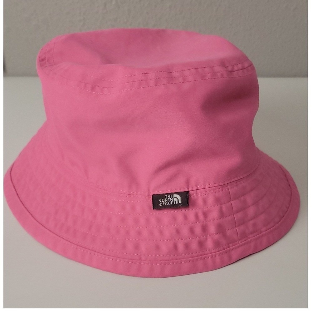 The North Face Kids Reversible Bucket Hat Pink Grey Sun Hat Embroidered Logo